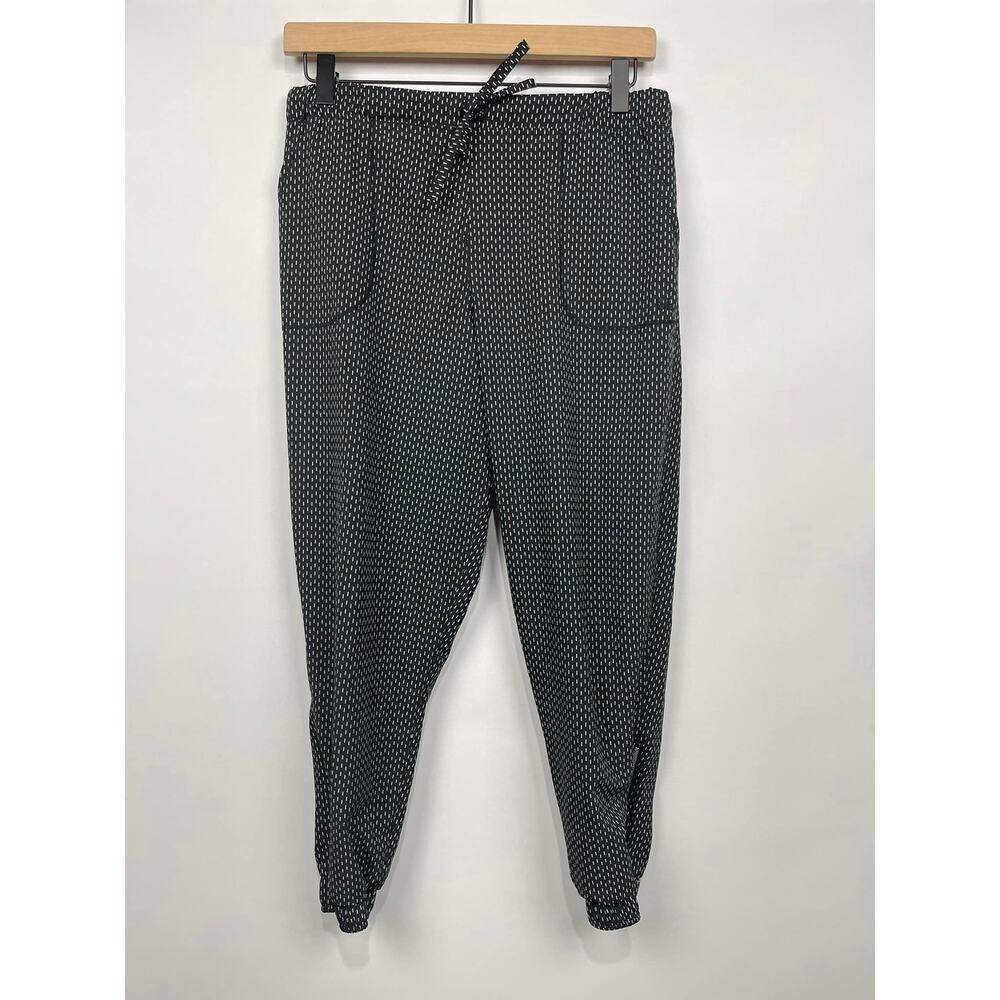 Albion Fit Jetsetter Jogger Pants Womens Small‎ Black White Dash Print Ankle Zip